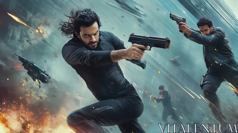 Cinematic gunfight sequence captures dynamic lateral motion