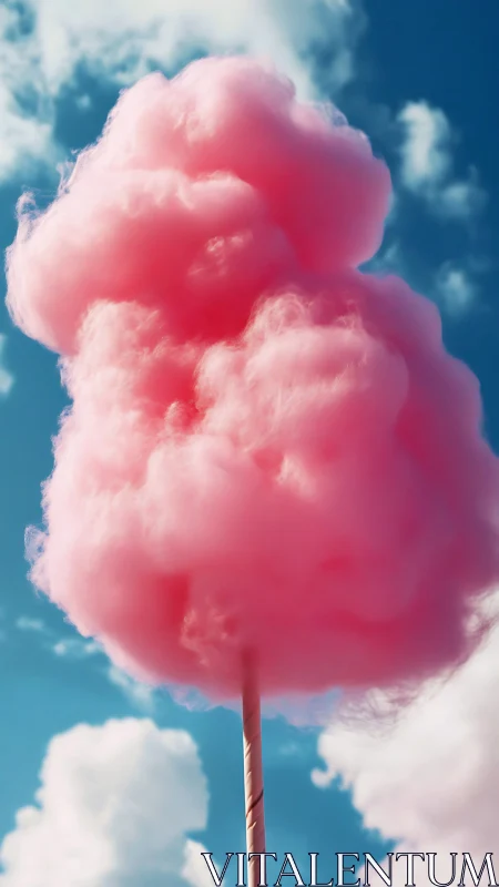 Sky-high pink cotton candy against bright summer clouds.