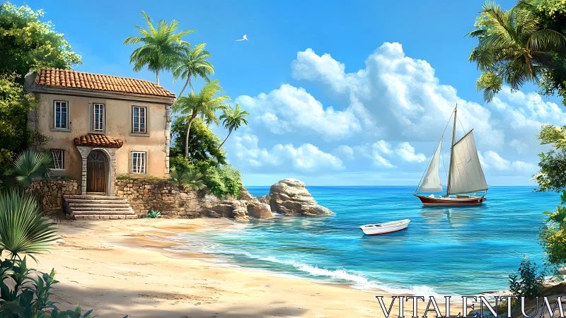 Tuscan Coastal Villa with Sailboats: Mediterranean Seaside Architecture