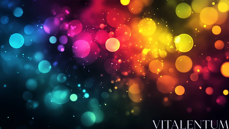 Glowing rainbow bokeh lights drift softly across the dark