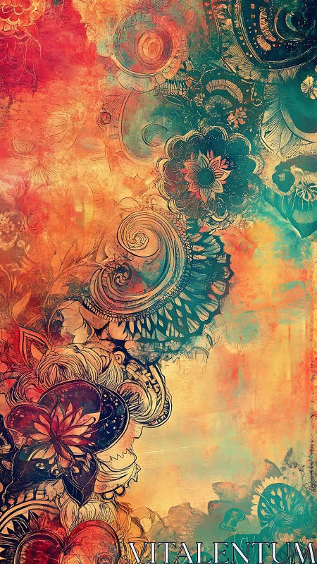 Layered floral mandala forms in warm and cool gradients.