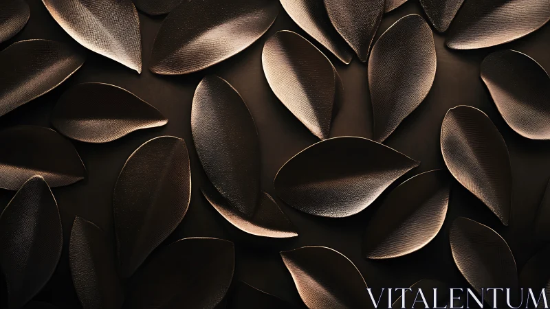 Metallic leaf forms are arranged in an overlapping pattern