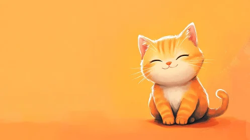 Digitally rendered orange tabby cat with closed eyes displaying serene facial expression