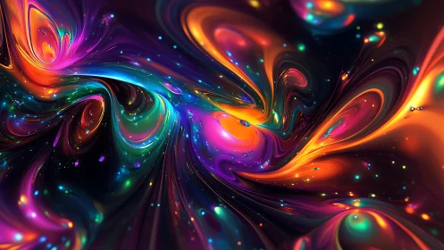 Digital painting of luminous swirling cosmic energy fields.