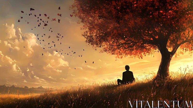 Autumn daydreamer beneath ember leaves chasing quiet skies.