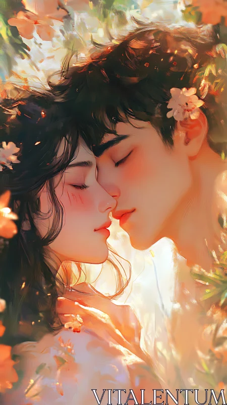 Digital Portrait: Intimate Profile with Chromatic Floral Saturation.