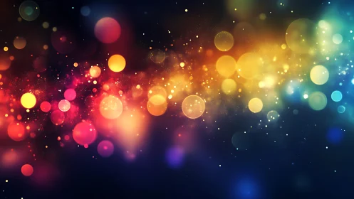 Vibrant bokeh lights in abstract digital style with colorful glow.