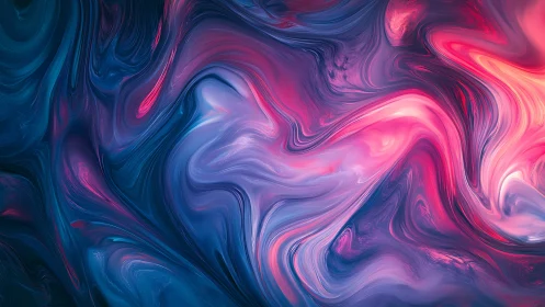Neon fluid abstraction with swirling pink and blue light.