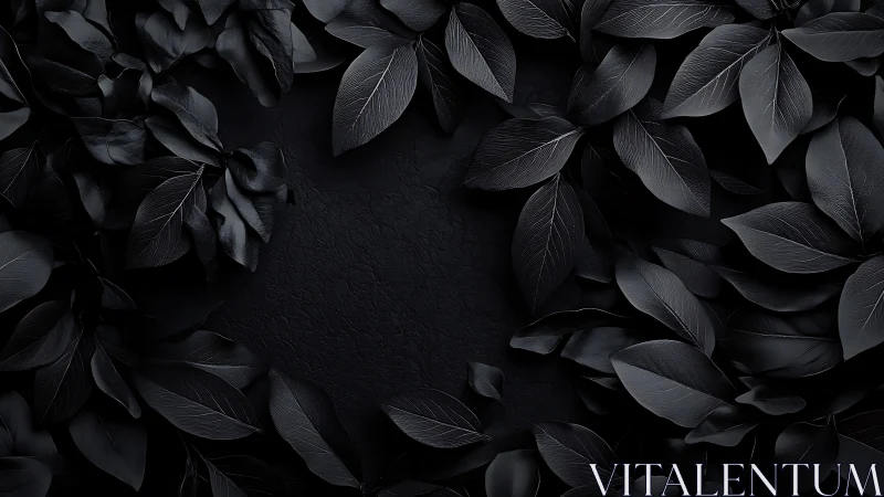 Matte black foliage frame with textured dark stone center.