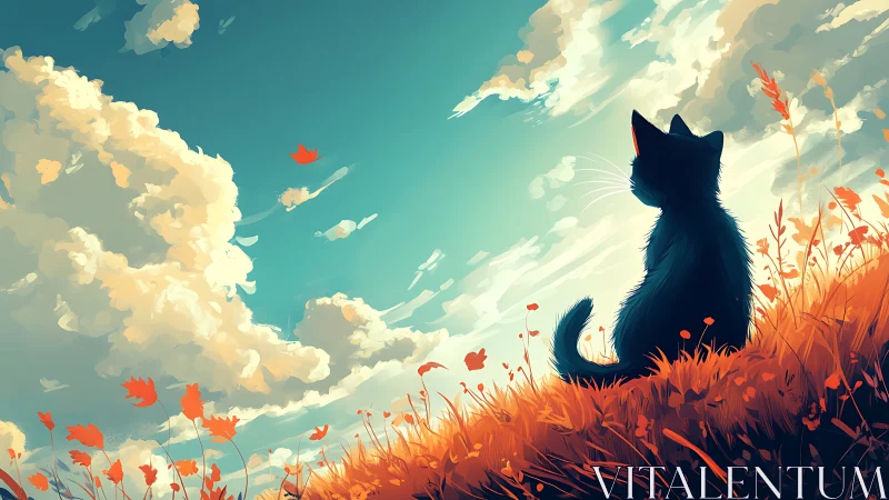 Silhouette Contemplates Dreams Amid Wildflower Fields