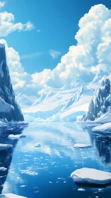 Glacial fjord mirrors towering clouds in crisp polar silence