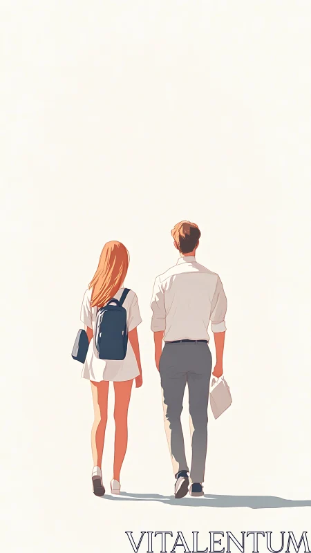 Two Wanderers: Backpack & Briefcase Strides Forward.