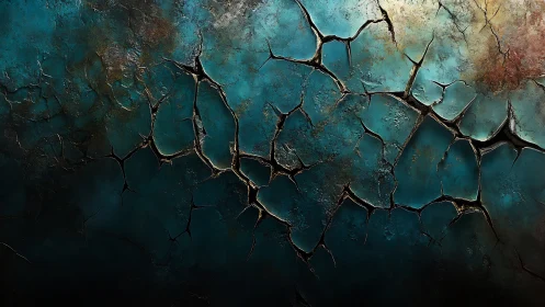 Textured turquoise fracture field with atmospheric lighting study.