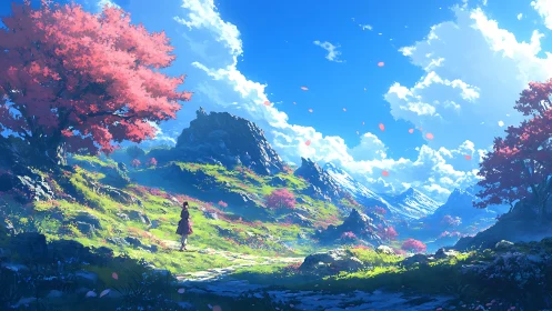 Atmospheric valley traversal under saturated chromatic bloom.