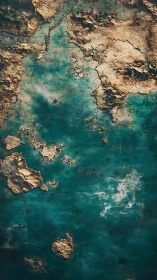 Antique fantasy seascape map renders eroded coasts in relief