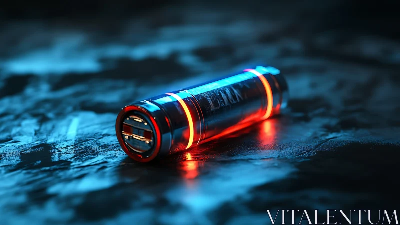 Neon Torch with Glowing Core Light on Textured Dark Surface.