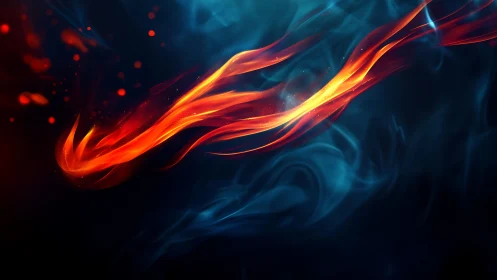Dynamic Flame and Smoke Abstract Art in Vivid Colors.