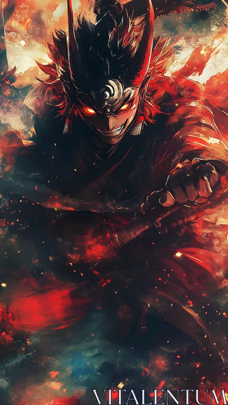 Fireborn demon warrior racing through swirling embers.