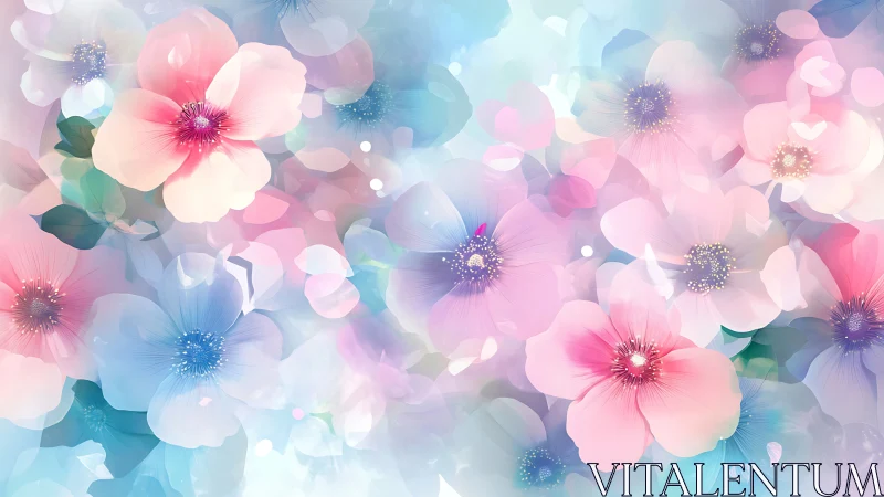 Soft Floral Cascade: Ethereal Pastel Blooms in Motion