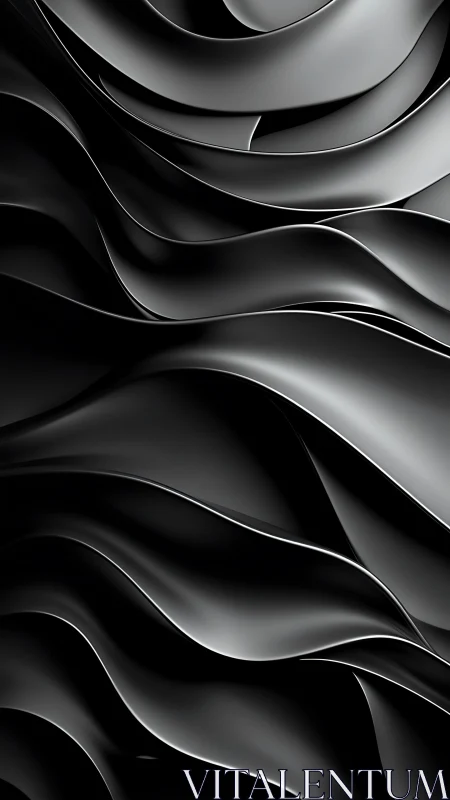 Layered black metallic waves in abstract vertical composition.