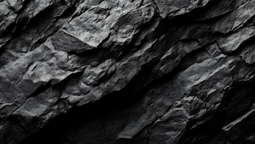 Craggy dark rock surface reveals rich shadows and strong form