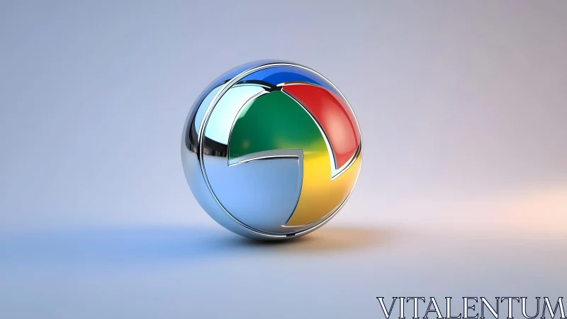 Chrome-inspired metallic sphere reflects soft studio light.