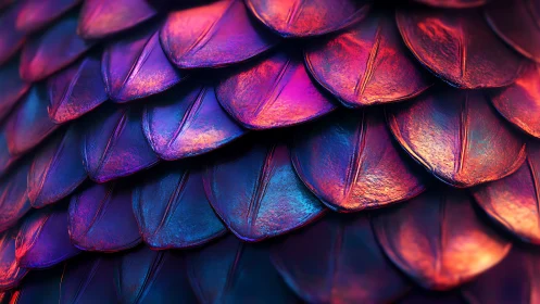 Iridescent dragon scales glow in layered neon gradients.