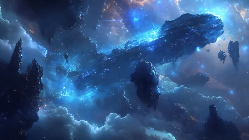 Celestial megastructures drift through ionized nebular clouds