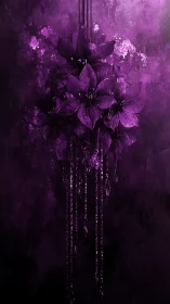 Ethereal Purple Flowers With Cascading Crystal Drips