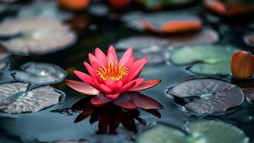 Crimson Water Dancer: A Lotus Blooms in Liquid Grace.