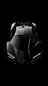 Midnight black supercar glows with sharp, sculpted elegance