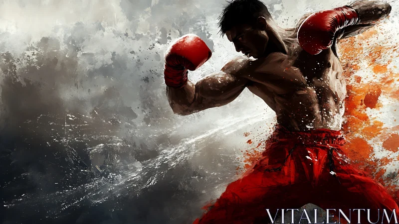 Dynamic Boxing Fighter in Action Stance.