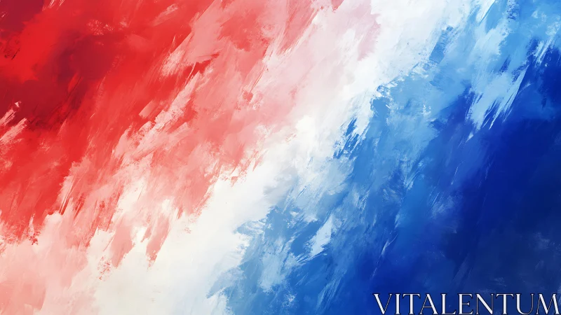 Bold Abstract Art With Red, White, and Blue Brush Strokes.