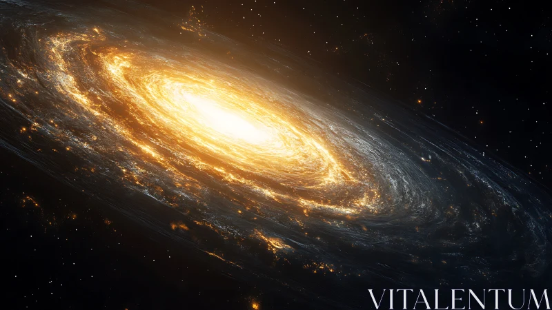 Spiral galaxy with bright core in deep space environment.