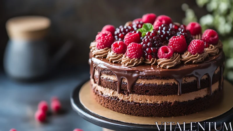 Chocolate Layer Cake with Raspberry Ganache Drip.