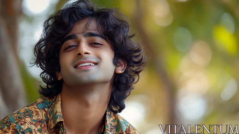 Soft-focus shallow-depth portrait uses warm bokeh background rendering