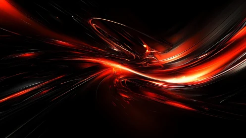 Dynamic red and black abstract digital art with flowing energy.