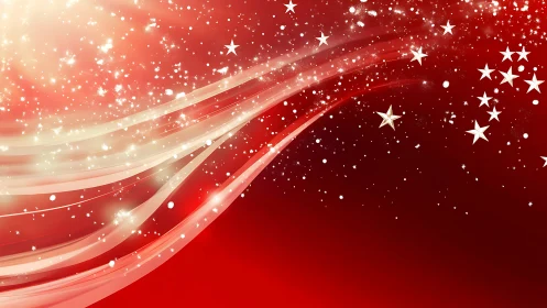 Starlit ribbons sweep across a crimson holiday sky tonight