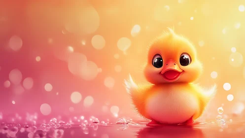 Radiant Duckling Character in Warm Gradient Light.