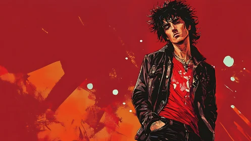 Rebel-hearted rocker drifting through a bold red dream.