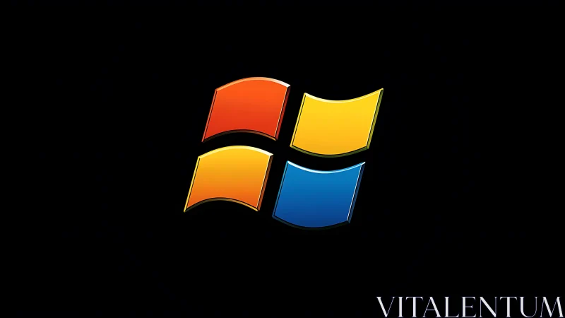 Four glossy color panes drift like lit pixels in orbit