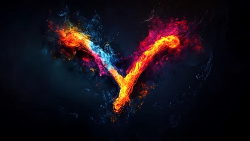 Fiery bifurcated energy arc with prismatic plasma core on black