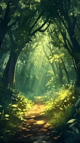 Forest Path: Where Dappled Sunlight Guides Your Journey Home.