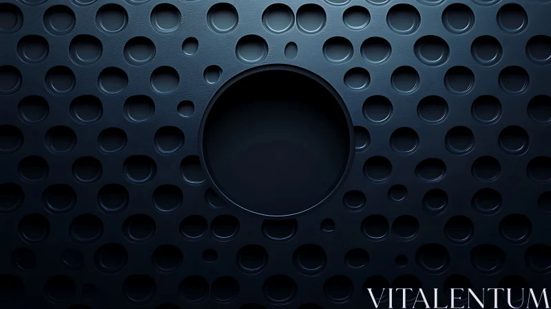 Dark perforated surface with central circular recess detail.