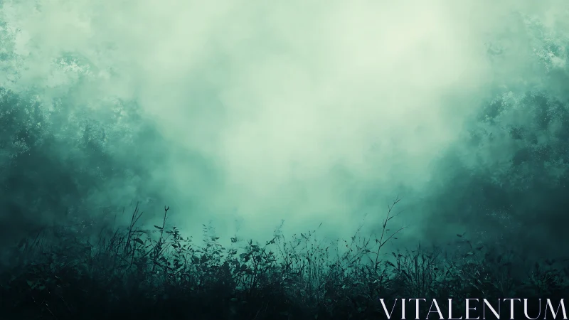 Emerald mist meadow where quiet shadows learn to breathe.