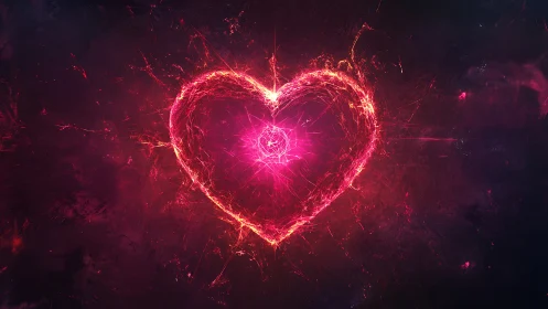 Glowing Heart: Luminous Energy Sphere with Radiant Filaments