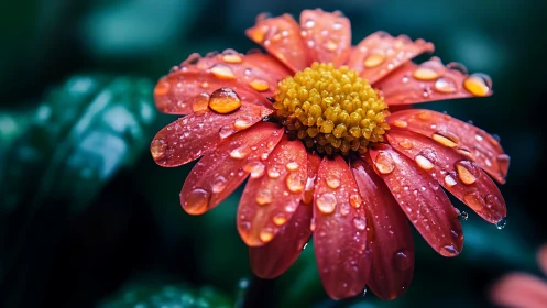 Crimson Petals Weeping Jewels: Gerbera's Raindrops.