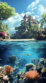 Submerged Castle: Tropical Island Architecture and Coral Reef Ecosystems