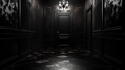 Shadowed hallway invites curiosity toward its closed door