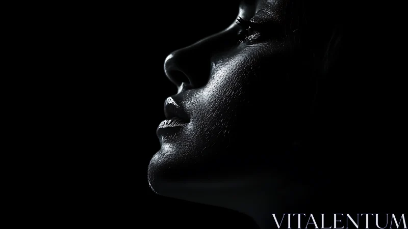 Quiet profile in shimmering light and gentle darkness.